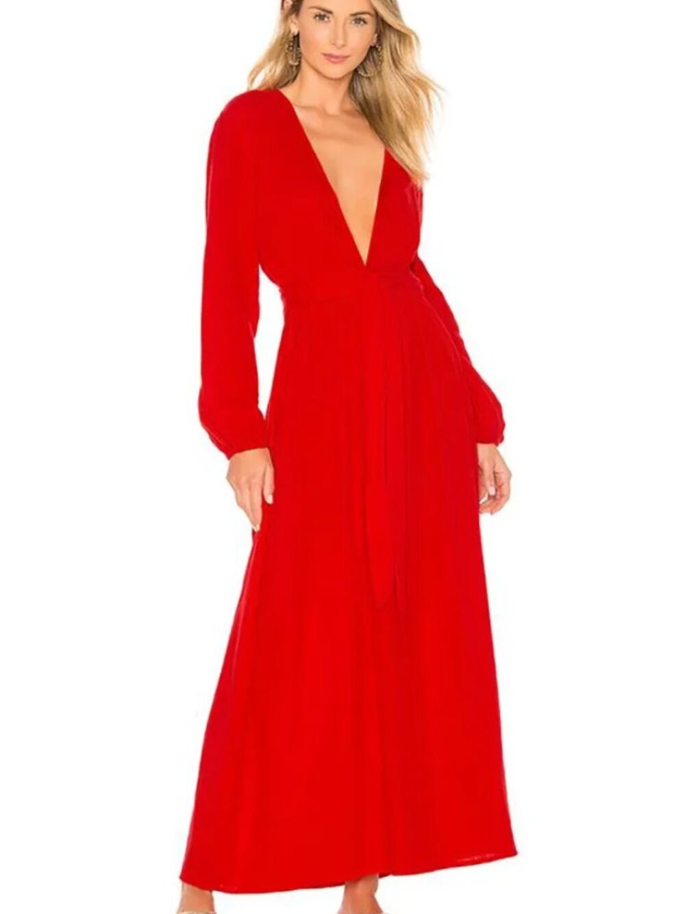 Red Chiffon Dress with matched Scarf Size 8